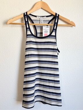NWT MNG Mango Striped Fitted Racerback Tank Top Y2K Deadstock Sporty